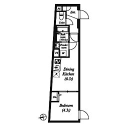 杉並区本天沼2丁目マンション 1DKの間取図画像
