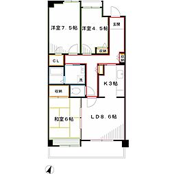 コーポレート小金井梶野通り2号棟 3LDKの間取図画像