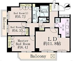 パークニューポート 3LDKの間取図画像