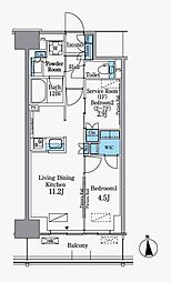 パークアクシス新宿百人町 2LDKの間取図画像