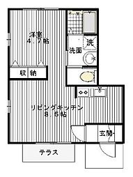 LaFeuilleVerte 1LDKの間取図画像