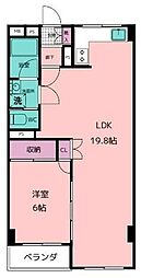 迦葉武蔵野第3マンション 1LDKの間取図画像