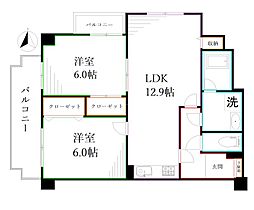 ライオンズガーデン三鷹第2 2LDKの間取図画像
