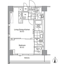 ザ・パークハビオ高円寺 1LDKの間取図画像