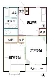 グリーンヒルズ西落合 2階2DKの間取り