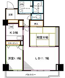 ハイエスト荻窪 13階2LDKの間取り