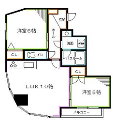 ローカス四面道 2LDKの間取図画像