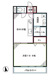 第12シュヴェルニー 1DKの間取図画像