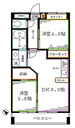 アビオン中野坂上 2DKの間取図画像