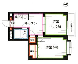 ドミール横井 2Kの間取図画像