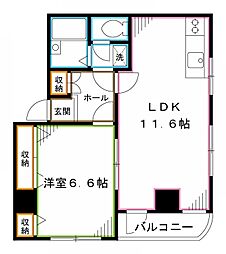 グレースヒルTMY 1LDKの間取図画像