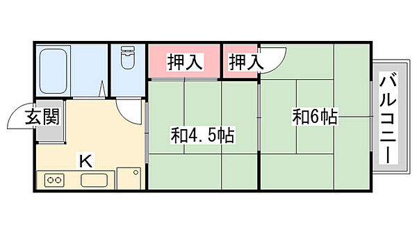 翠甲園ハイツ ｜大阪府寝屋川市木田町(賃貸アパート2K・2階・30.69㎡)の写真 その2