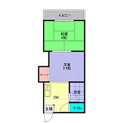 ハイツ北之町C棟 2DKの間取図画像