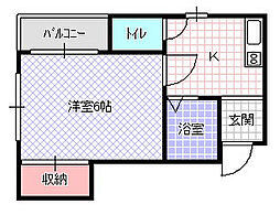 フローラルヴィラ 1Kの間取図画像