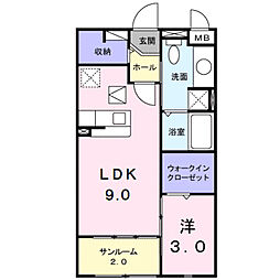エミネンスムラカワ2 1LDKの間取図画像