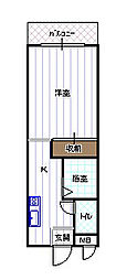 ブラウンハイツ7 1Kの間取図画像