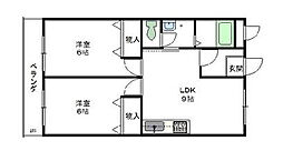 レオハイムKOYA 2LDKの間取図画像