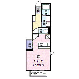 ローザアルベロB棟 ワンルームの間取図画像