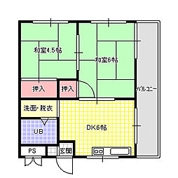 グリーンコーポラス 2DKの間取図画像