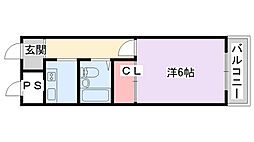 第2広秀ハイツ 1Kの間取図画像