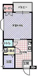 菊水パレス 1Kの間取図画像