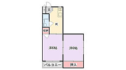 プレアール太子田 2Kの間取図画像