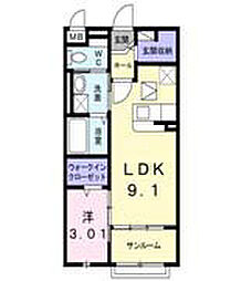 ベルエトワール 1LDKの間取図画像