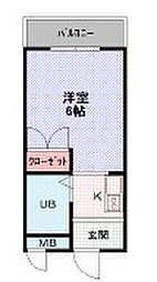 エクセレント忍ケ丘 1Kの間取図画像