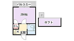 ハーモニープレイス香里ノース 1Kの間取図画像