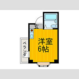 メゾン・ド・シャン大野 ワンルームの間取図画像