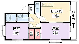 プライム高柳 2LDKの間取図画像