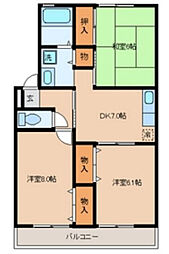 ミモザ2番館 3DKの間取図画像