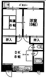 メゾン深野 2LDKの間取図画像