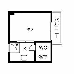 シャルマン南野 1Kの間取図画像