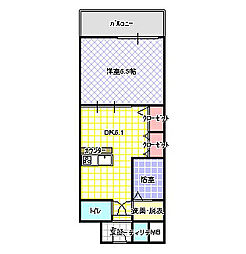 ジャルダン学研住道 1DKの間取図画像