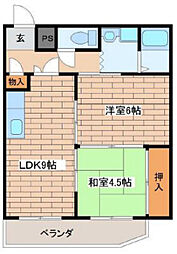サンライズ成田 2LDKの間取図画像