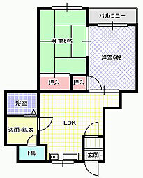 ラフォール寝屋川B 2LDKの間取図画像
