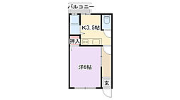 第二マンション 1Kの間取図画像