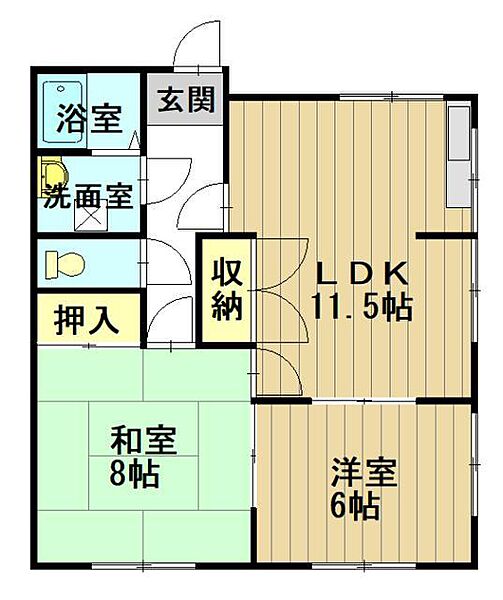 プラザ八幡 202｜青森県弘前市大字八幡町3丁目(賃貸アパート2LDK・2階・57.76㎡)の写真 その3