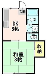 コーポ祐1 1DKの間取図画像