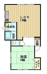メイプルハイツ55 1LDKの間取図画像