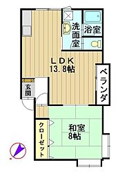 メイプルハイツ55 1LDKの間取図画像