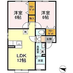 サンモール稲田A 2LDKの間取図画像