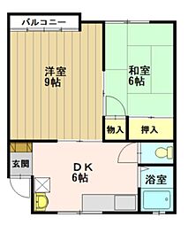 ビバリーハウスA 2DKの間取図画像