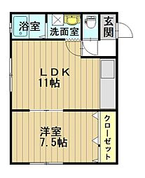 メゾン・ド・ファミーユ 1LDKの間取図画像
