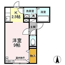 ハイセレールつるや 1Kの間取図画像