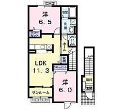 フォンテーヌ・ポルト1棟 2LDKの間取図画像