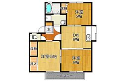 K2コート六番館 3DKの間取図画像