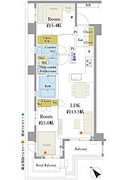 OPENRESIDENCIA代々木上原 2LDKの間取図画像