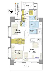 クレッセント渋谷神泉 2LDKの間取図画像